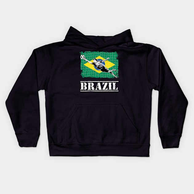 Brazil Soccer Goalie Goal Keeper Shirt Kids Hoodie by zeno27